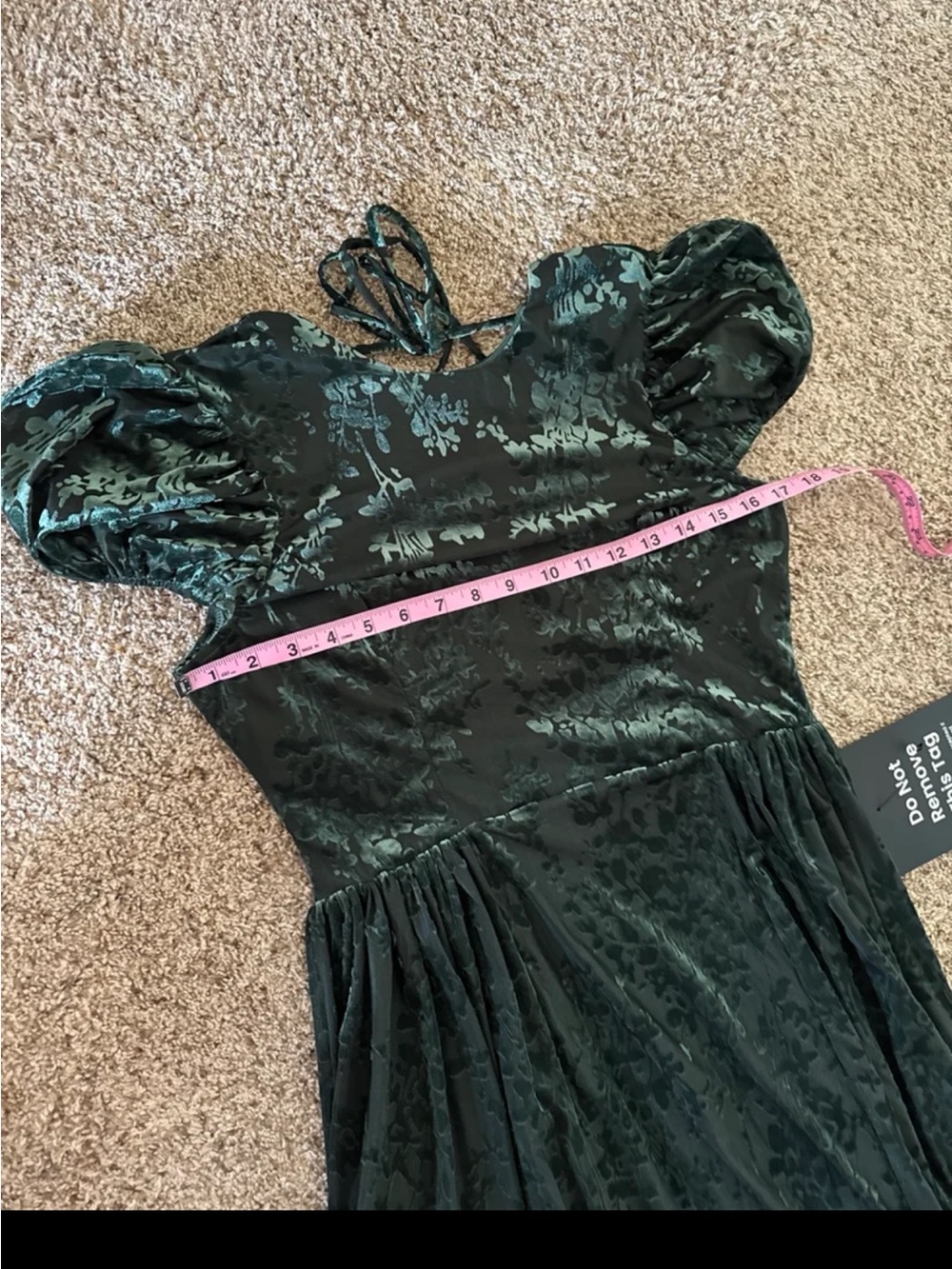 NWT Lulus Arlie Emerald Velvet Burnout Puff Sleeve Midi Dress size Large - Picture 12 of 12